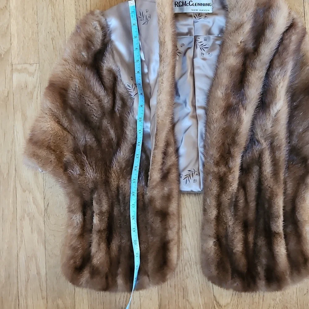 Vintage real mink shawl wrap with pockets S/M